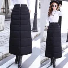 Saia de algodão feminina de comprimento médio espessada outono inverno tamanho grande Leggings de cintura alta à prova d