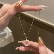 Fu personagem calcedônia fivela segura colar feminino abençoado cheio de Retro luz luxo clavícula corrente anel Jade men