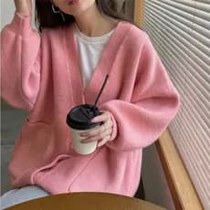 Versão coreana simples cor sólida malha Cardigan estilo preguiçoso jaqueta 2023 primavera outono solto Casual All-Match
