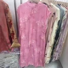Verão novo estilo vestido de algodão de linho de seda novo estilo chinês estilo chinês melhorado versão Cheongsam estilo