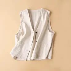 Colete fino de camada única, colete feminino, roupa externa solta, Casual, sem mangas, aparência mais fina, algodão, lin
