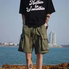 Americano Retro macacão Shorts masculino Street Wear ins verão novo estilo Casual calças de cinco pontos meninos juventu