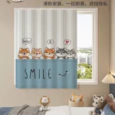 Quarto cortinas Blackout instalação sem perfuração meninos meninas crianças quarto aluguel pequenas janelas simples cort