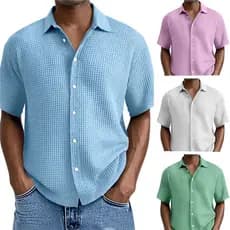 2025 masculino verão novo estilo solto Cardigan Casual roupas superiores puro algodão camisa de manga curta