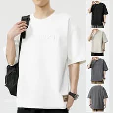 2026 novo estilo masculino camiseta de manga curta verão Street Wear na moda ins solto meia manga corpo camiseta Casual