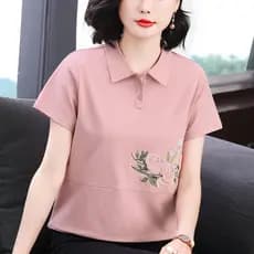 Mãe camiseta de manga curta feminina novo estilo 2025 verão puro algodão impresso camiseta de manga curta camisa pequena