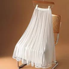 Grande balanço gaze saia feminina verão 2025 novo estilo estilo de comprimento médio A linha gaze saia Drape saia plissa