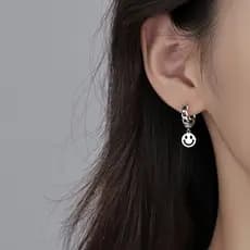 S999 prata esterlina torção Smiley Face brincos Thai prata legal brincos Retro estilo Hong Kong brincos femininos na mod