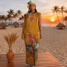Venda quente imitação de seda vestido tamanho grande vestido fino protetor solar xale impressão de duas peças