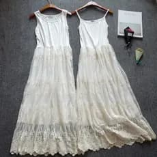 Estilo estendido W indústria pesada bordado renda vestido de fundo primavera verão outono inverno estilingue anágua inte