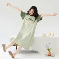 Classe a 100% algodão camisola feminina verão 2025 novo estilo Super quente pijamas manga curta Plus Size gordura mm ver