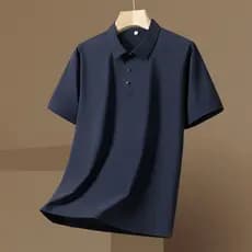 Verão novo estilo de seda gelo sem costura camisa polo masculina de manga curta sem costura camisa polo lapela camiseta