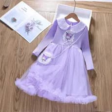 Meninas Kuromi lantejoulas boneca colarinho de manga comprida gaze vestido de princesa 2026 outono inverno novo estilo c