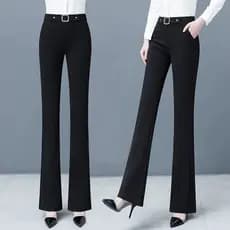 Preto queimado calças femininas primavera outono 2025 novo estilo cintura alta mais magro olhar calças formais Casual Dr
