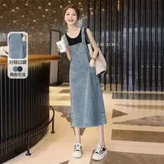 Estilo ocidental Denim cinta saia feminina de comprimento médio verão novo estilo versão coreana cobrindo carne mais mag