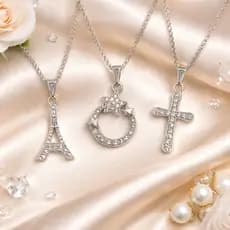 Kit 3 Colares Gargantilha Feminina Aço Inoxidável Pingente Delicado Cruz Estrela Correntinha Prata