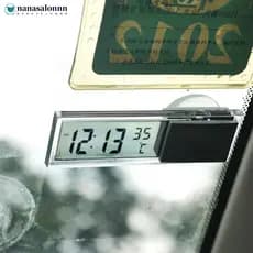 NSN 2 Em 1 Relógio De Carro Para Automóvel LCD Termômetro Digital Tipo Ventosa Transparente