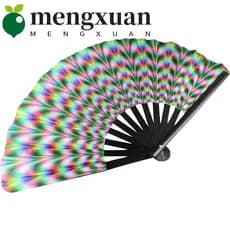 MENGXUAN1 Ventilador De Mão Grande Dobrado , Ventiladores Grandes Com Luzes Rave Portátil Dobrável , Arco-Íris De 33 Cm