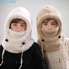 Chapéu Balaclava De Pelúcia LACTHRE , Boné À Prova De Vento Para Crianças De Cor Sólida Quente , Ajustável