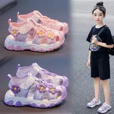 Meninas sandálias 2026 novo estilo verão Anti-colisão estilo ocidental meninas sola macia Toe-coberto sapatos princesa s