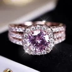 [Estoque pronto] Cobre Micro-incrustado zircão moda lindo três camadas cheio de diamante zircão anel luz luxo High-End a