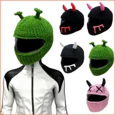 Yao Punk Chifre Capacetes Da Motocicleta Capa Pelúcia Dos Desenhos Animados Malha Para Passeios