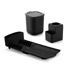 Kit de Pia 3 Peças Preto – Organização e Estilo na sua Cozinha!