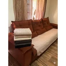 Kit Com 2 Mantas Para Sofá Luxo Gigante Grande Frio Cama Decorativa 2.10x1.20 Direto da Fábrica Manta Algodão