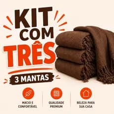 Kit 3 Mantas para Sofá Premium –  100% Algodão (2,10m x 1,20m)