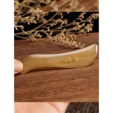Hokkien tesouro Natural autêntico raspagem placa chifre amarelo em forma de S peça tendão Facial olho corpo beleza massa