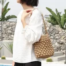 bolsa feminina bolsa femenina 2022 novo estilo coreano palha balde saco feminino Popular tecido axilas saco verão cor só