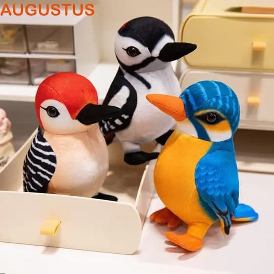 Boneca Animal Pássaro Pica-Pau AUGUSTUS , Brinquedos De Pelúcia Macios E Realistas De Algodão PP , Fofos