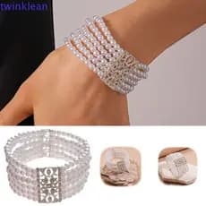 Pulseira De Pérola TWINKLEAN , Multicamadas Quadrada Oca Falsa , Design Retrô