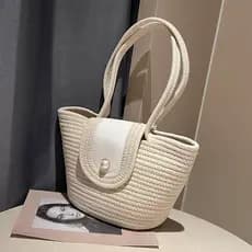 bolsa femenina bolsa feminina Nicho bolsa de palha feminina primavera verão 2024 novo estilo moda na moda grande capacid