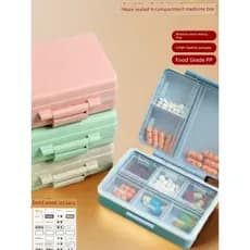 Caixa de comprimidos para viagem, portátil, portátil, caixa de armazenamento de medicamentos, grande capacidade, 9 compa