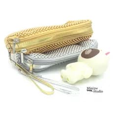 Bolsa de moedas com zíper duplo para transporte manual