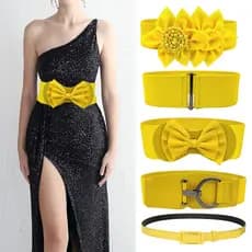 cinto feminino plus size cinto feminino Cinto de suéter feminino elástico amarelo elástico elegante All-Match