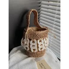 bolsa feminina Bolsa Nicho Design mão-transporte cesta de vegetais saco balde saco de palha oco bolsa tecido feminino 20