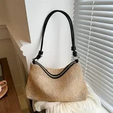 Bolsa bolsa feminina Estilo de férias à beira-mar simples Casual tecido praia saco feminino 2025 verão novo estilo grand
