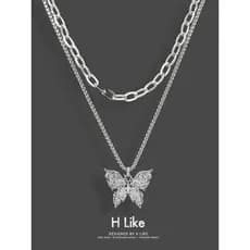 Design Original líquido borboleta colar dupla camada empilhada clavícula corrente meninas nicho doce estilo legal All-Ma