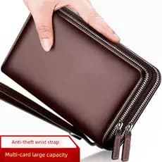 Nova carteira masculina dupla camada zíper Multi-Slot para cartão bolsa 2026 juventude longa versão coreana negócios sac
