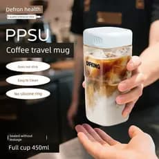 P PPSU copo de água sem anel de borracha escala xícara de café passeio transportar senhoras Takeaway copo portátil verão