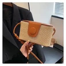 bolsa femenina bolsa feminina Ilha férias estilo tecido saco feminino 2026 novo estilo caixa saco de palha moda simples