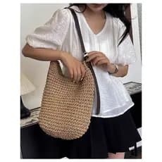 bolsa transversal feminino bolsa femenina Moda All-Match Casual palha tecido saco mostrando temperamento férias à beira-