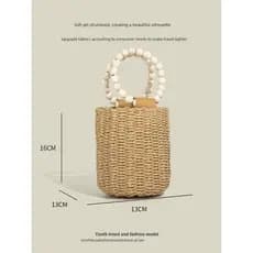 Bolsa bolsa femenina Du Tao arte frisada portátil palha balde saco feminino 2026 novo estilo pequeno fresco à beira-mar