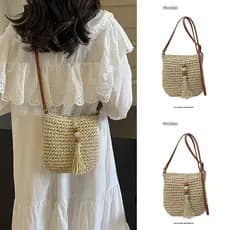 bolsa feminina bolsa femenina Verão tecido High-End nicho pequeno saco feminino 2026 novo estilo cruz-corpo borla beira-