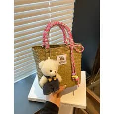 bolsa feminina bolsa transversal feminino Verão artesanal bambu grelha tecido saco moda feminina portátil cesta de veget