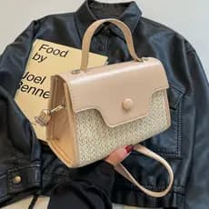 Bolsa bolsa feminina Bolsa de palha tecida feminina 2024 novo estilo All-Match Cross-corpo mar F-Side praia saco High-En