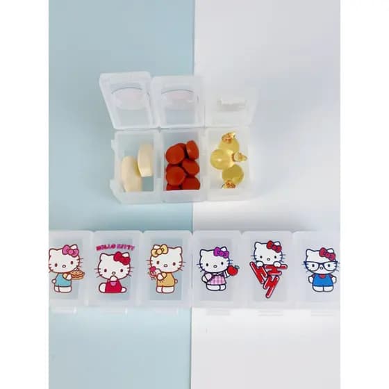 Japão sanrio sanrio pele preta gatinho caixa de comprimidos destacável portátil cápsula de comprimidos orelha Studs arma