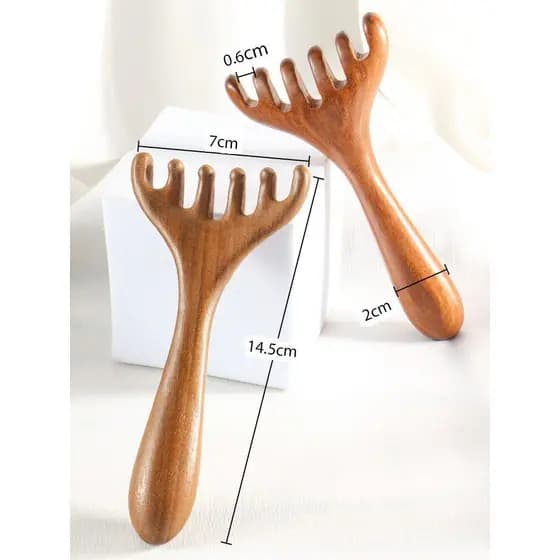 Cabeça massagem pente pequeno sapo sândalo massageador facial meridiano dragagem ferramenta útil facial olho massageador